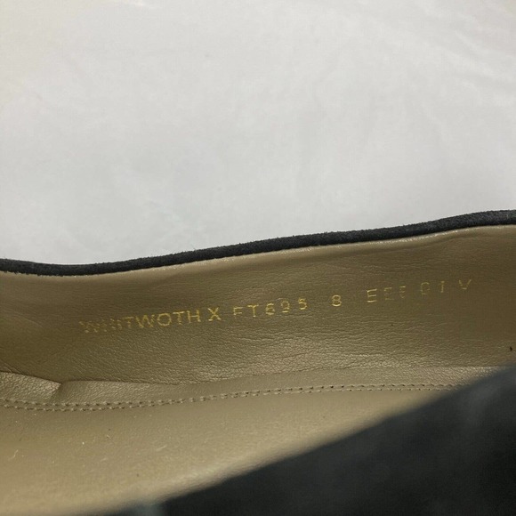 Van-Dal Whitwoth X Pumps Womens Sz 8 EEE Black Suede Gold Chain Heels - Picture 8 of 9